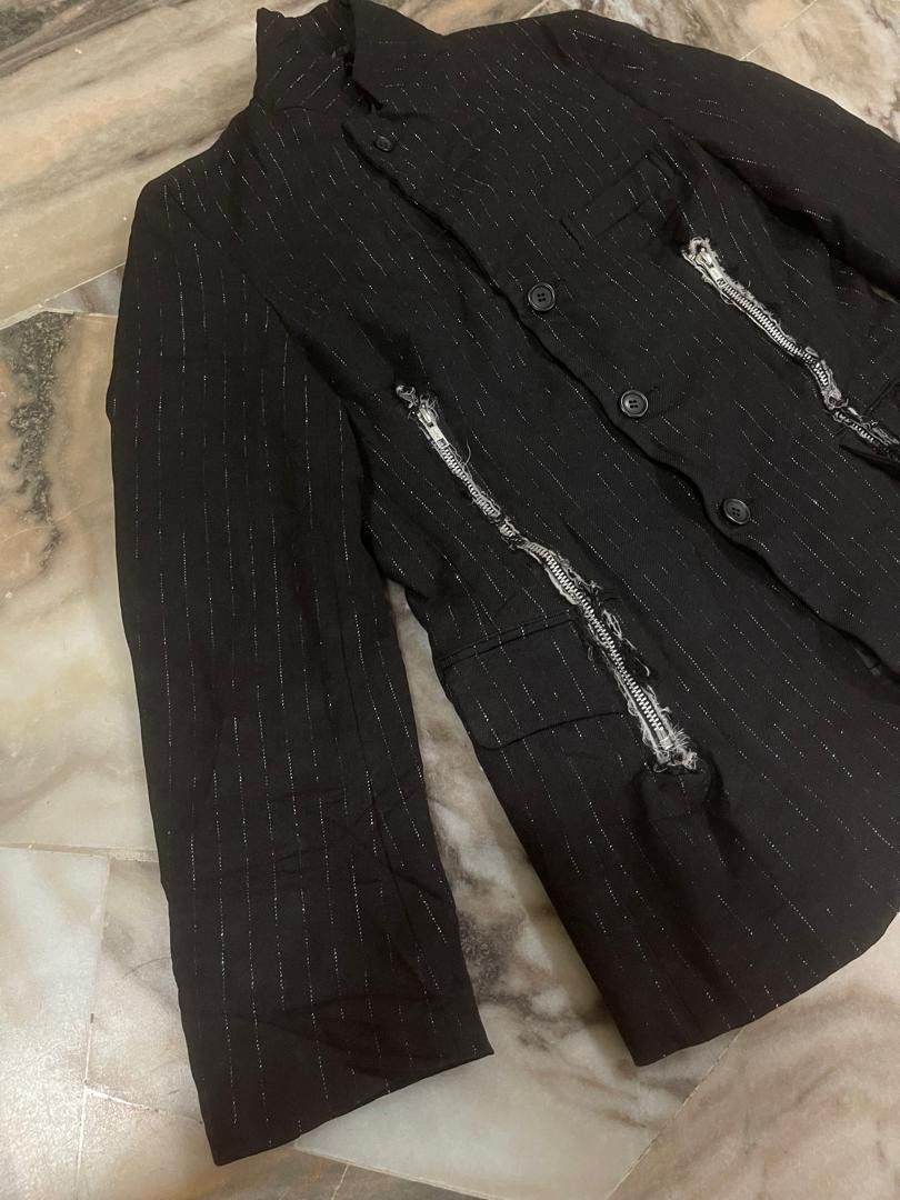 Comme des Garcons Comme des Garcons Punk Style Silver Stripe Casual Jacket Size US XS / EU 42 / 0 - 8 Thumbnail