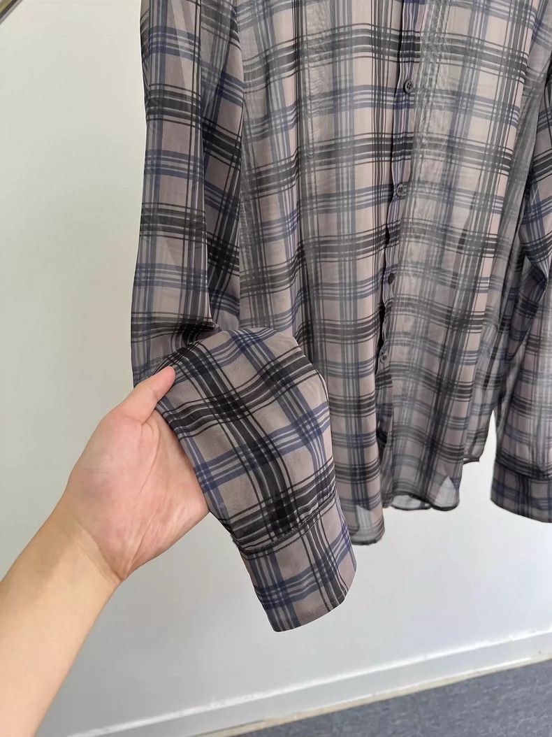 Dries Van Noten dries van noten Ultra-draped summer check thin shirt 2504-N Size US L / EU 52-54 / 3 - 5 Thumbnail