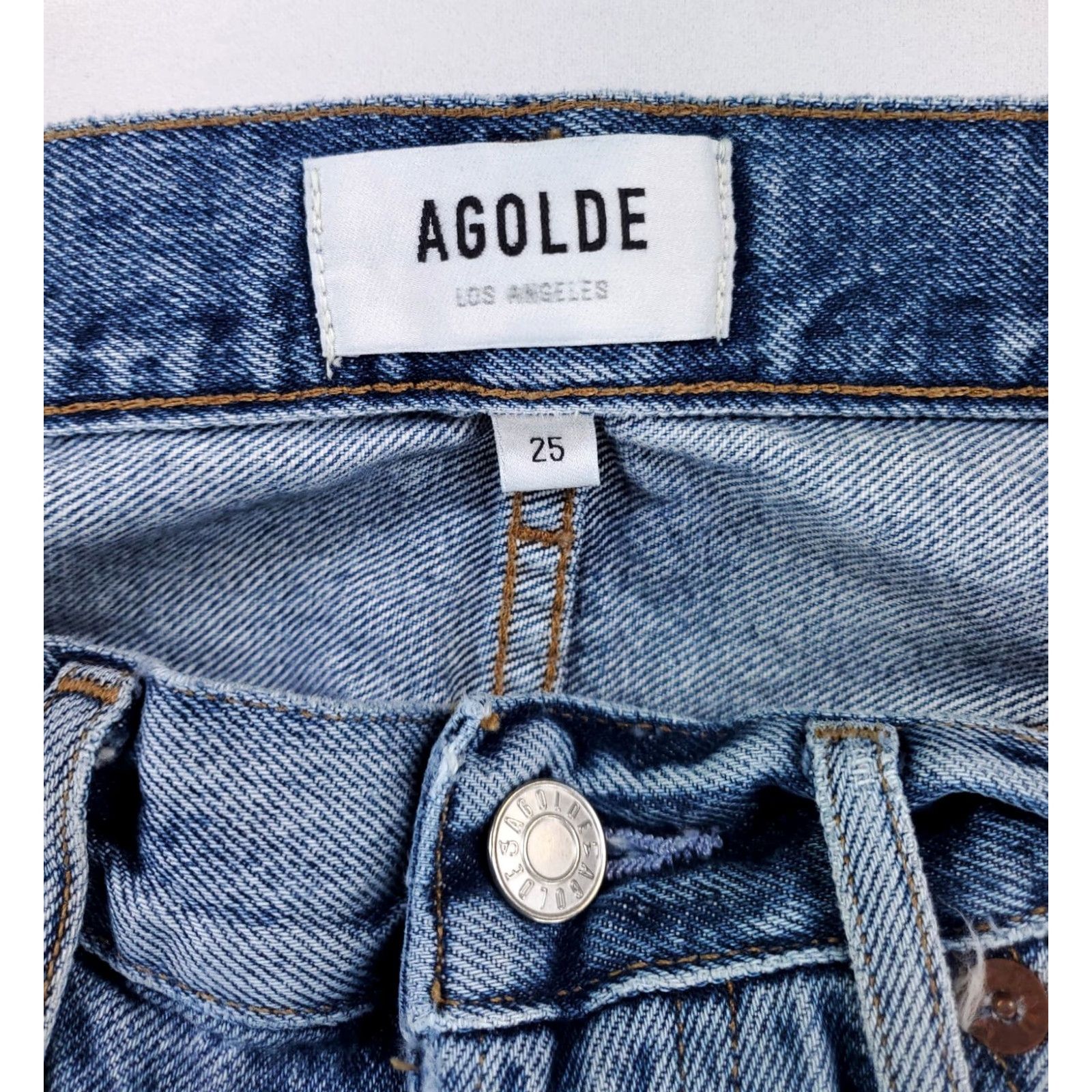 Agolde AGOLDE 90s Jean Distressed Blue Jeans Womens 28 Adult Regular 28 x 29 Actual Straight Jeans Jeans Blue Womens Size 28" / US 6 / IT 42 - 2 Thumbnail