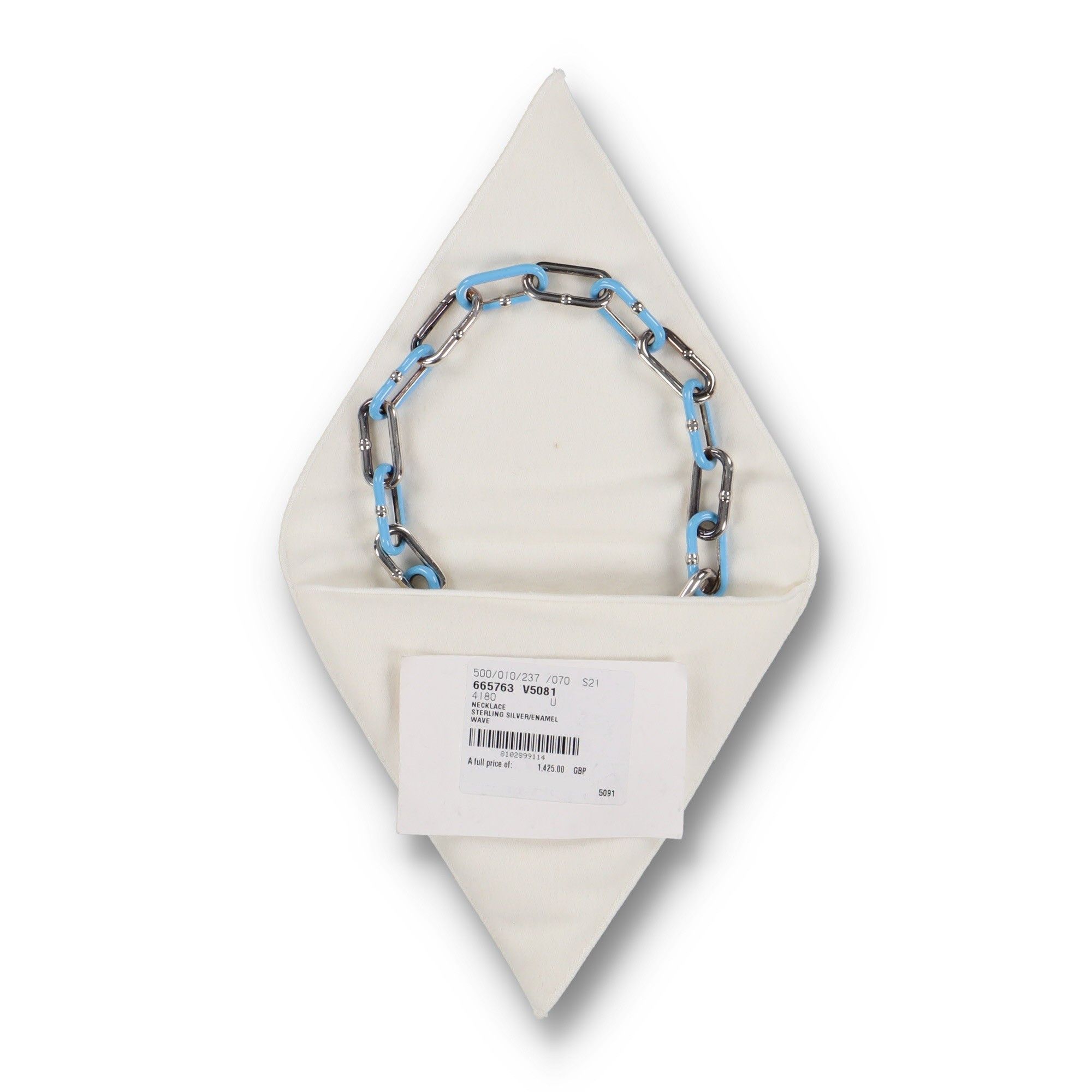 Bottega Veneta Blue Enamel and Sterling Silver Chain Necklace Size ONE SIZE - 7 Thumbnail