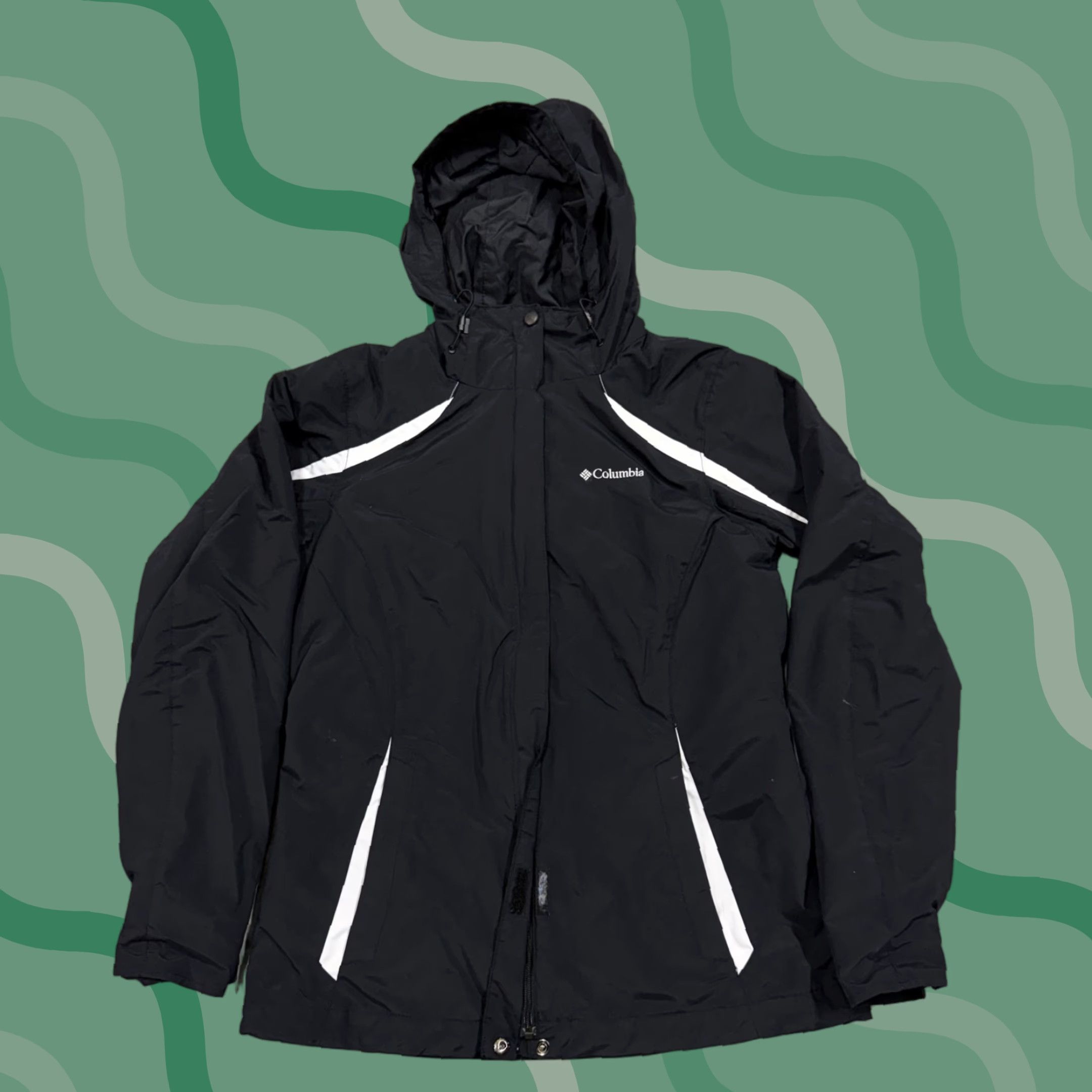 Columbia Women’s Jacket Medium Black 3-in-1 Hooded Full Zip Interchange Outdoor Jacket
