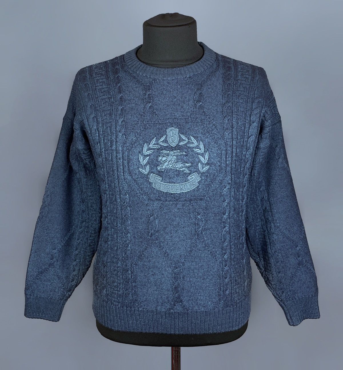 Burberry Vintage Burberry Wool Embroidered Logo Crew Knit Sweater L Size US L / EU 52-54 / 3 - 5 Thumbnail