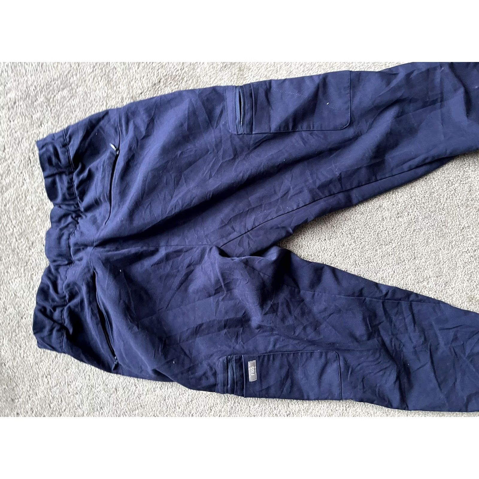 Vintage Figs Women’s XS Blue Scrub Pants High Waisted Utility Medical Solid Polyester Blue FIGS Women's XS Scrub Pants Size 26" / US 2 / IT 38 - 4 Thumbnail