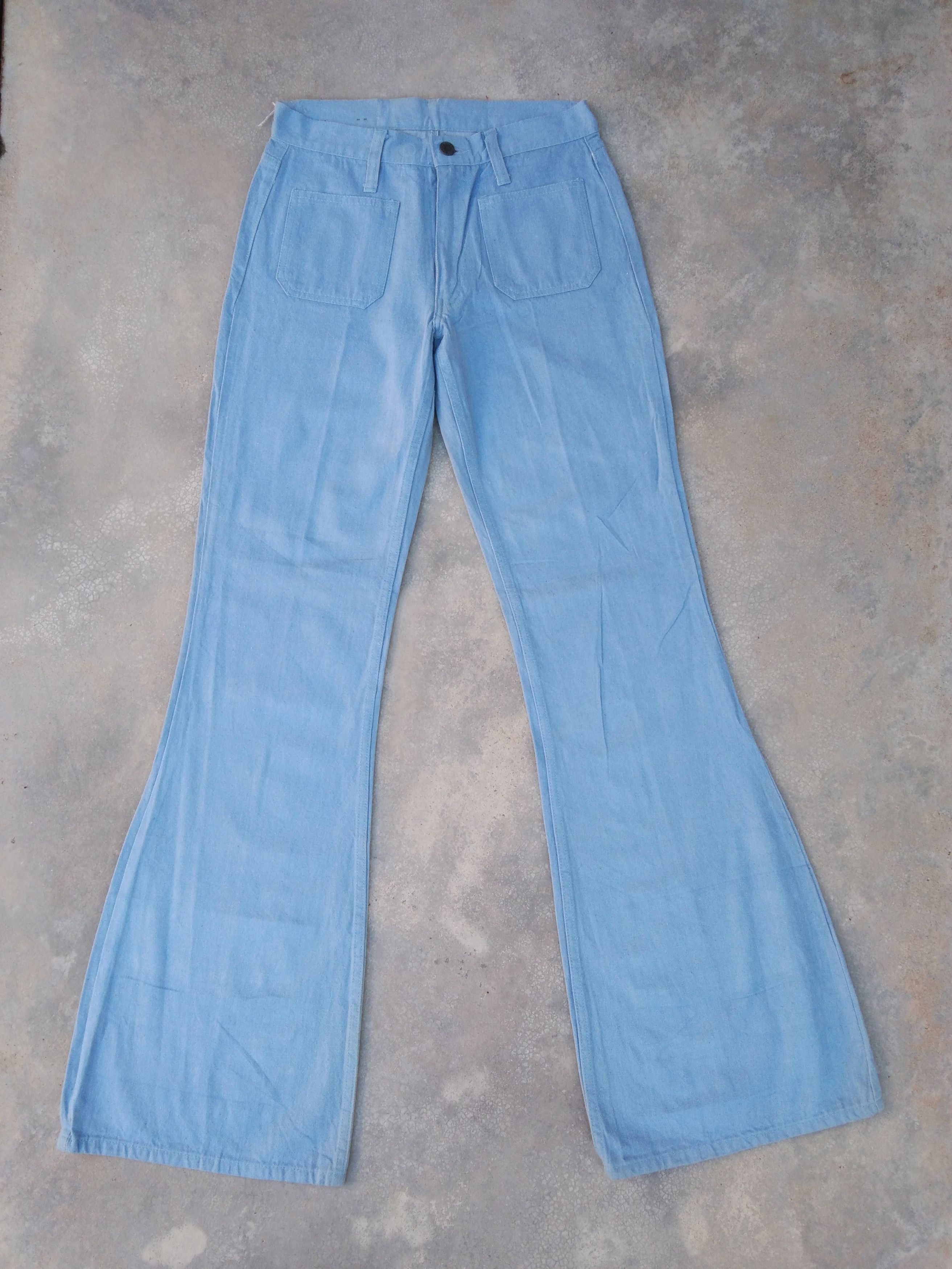 Japanese Brand × Jean × Vintage 70s Vintage Bell Bottom Flared Jeans 27x33 Size US 27 - 1 Thumbnail