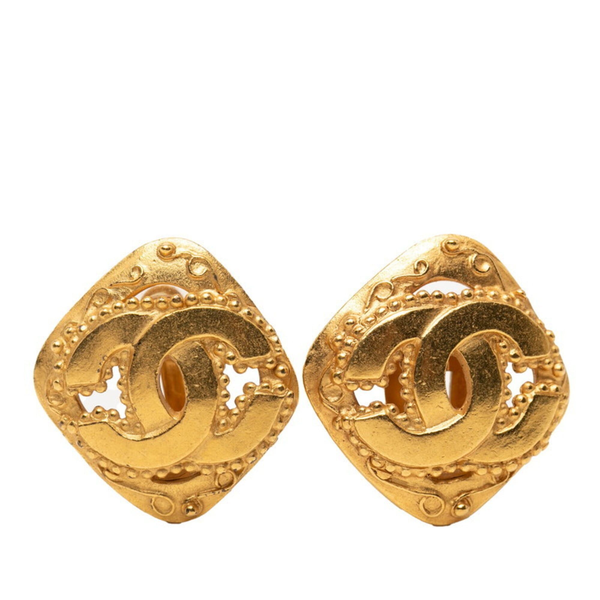 Chanel Chanel Coco Mark Logo Earrings, 96A Engraving, Vintage Gold Plated, Women's CHANEL Size ONE SIZE - 1 Thumbnail