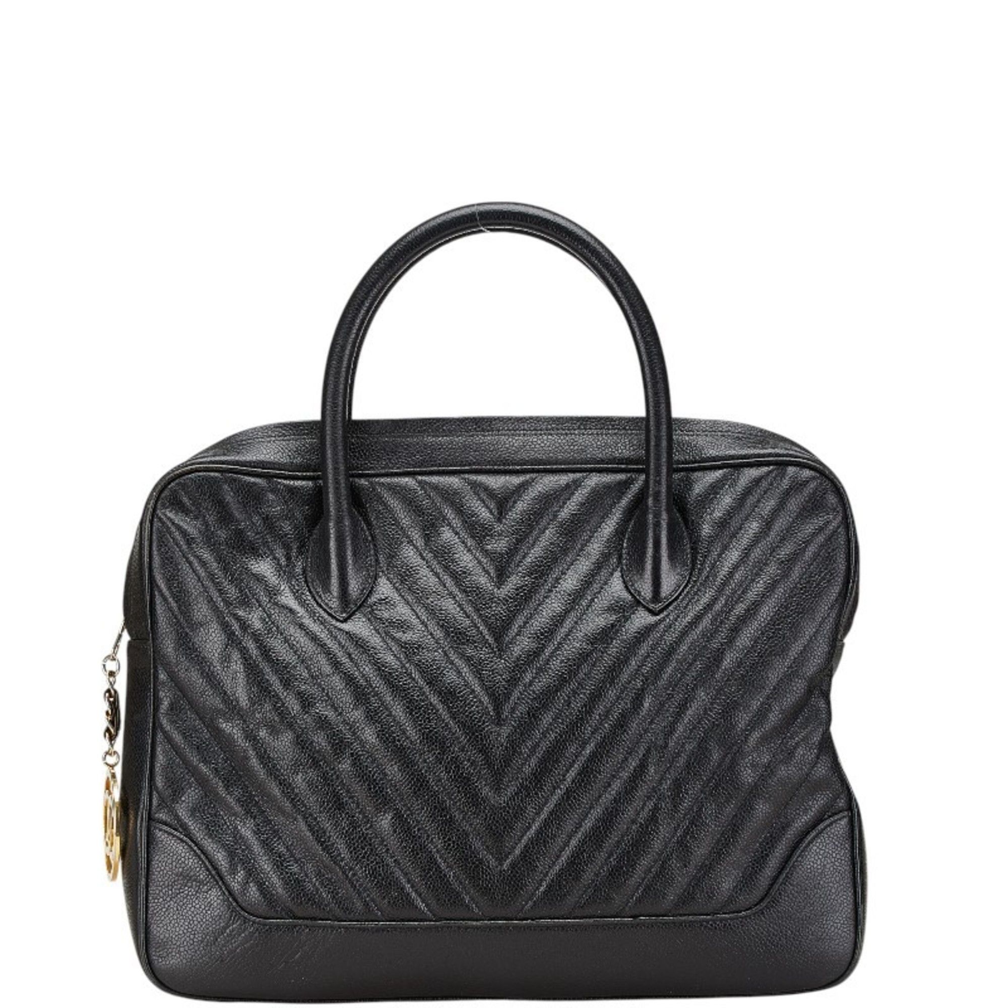 Chanel Chanel Chevron V-Stitch Handbag in Black Caviar Leather for Women Size ONE SIZE - 1 Thumbnail