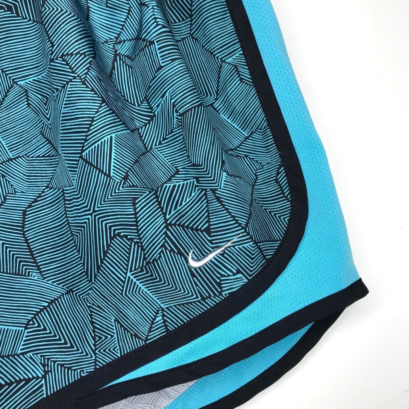 Nike Nike Dri-Fit Tempo Running Shorts Women's S Blue Black Geometric Print Lined Size 28" / US 6 / IT 42 - 2 Thumbnail