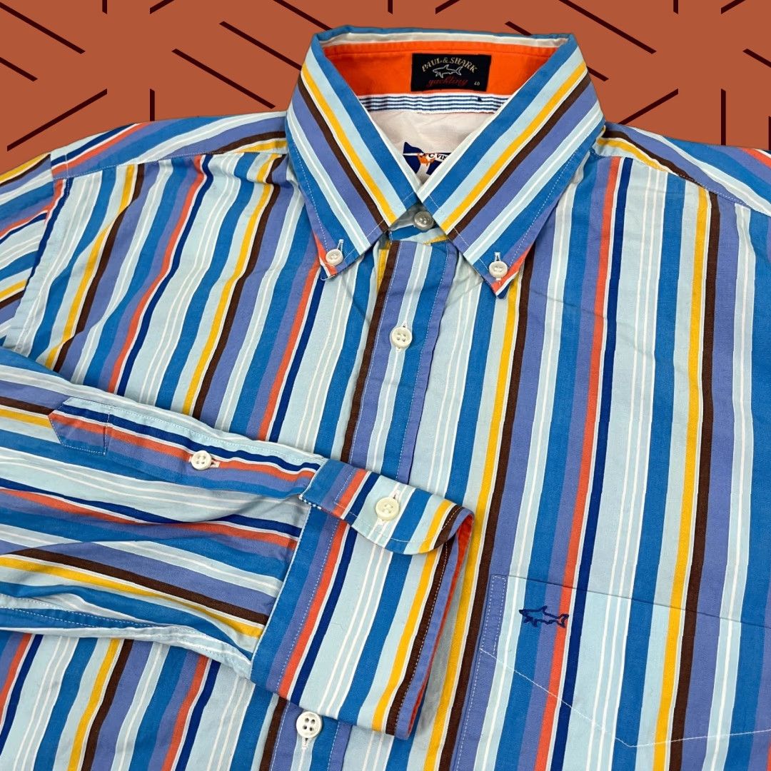 Paul & Shark Paul & Shark Yachting Shirt Button-Down Multicolor Striped Cotton Men Sz 40 Prep Button-Up Size US L / EU 52-54 / 3 - 1 Thumbnail