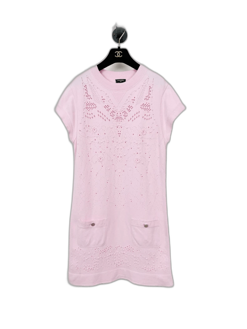 Chanel Pink Knit Dress Size 34