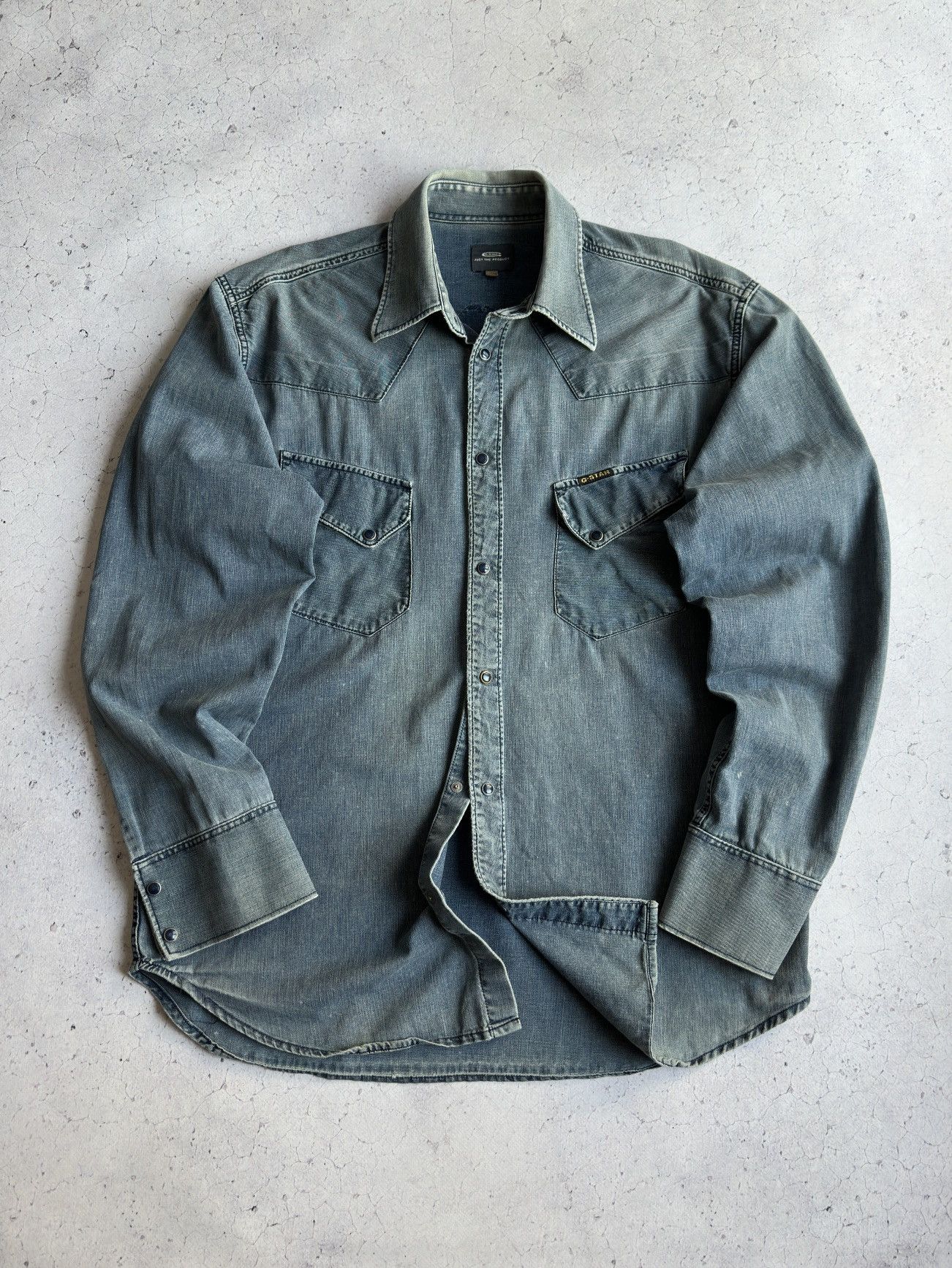 G-Star Vintage G-Star Raw Denim Big Logo Western Snap Button Shirt Size US XL / EU 56 / 4 - 2 Thumbnail