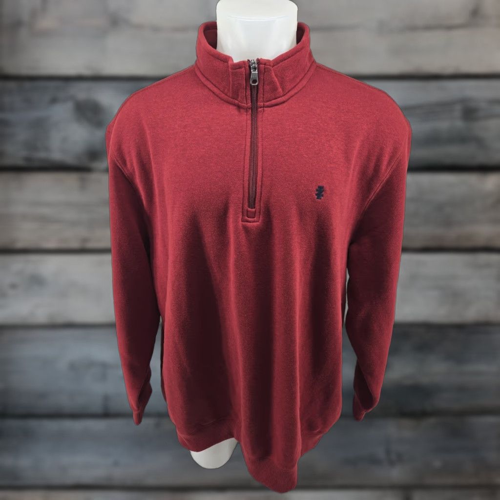 Izod VINTAGE Izod Sweater Mens 2XLT Tall Advantage 1/4 Zip Fleece Pullover Knit Mock Neck Red Cotton Polyester Solid 80s 90s Mens Size US XXL / EU 58 / 5 - 1 Thumbnail