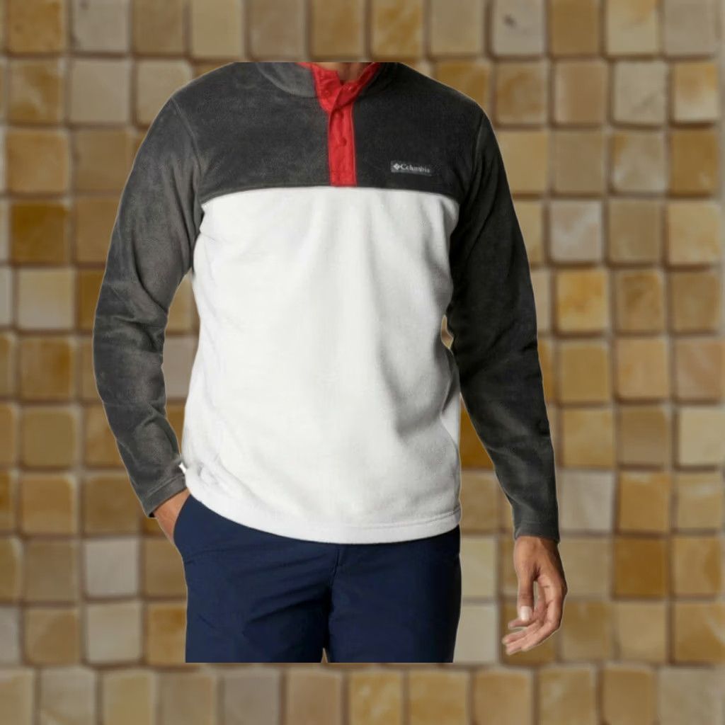 Vintage Columbia Men’s Steens Mountain Fleece Pullover Shirt Regular Mock Neck Long Sleeve Gray Red Size L Size US L / EU 52-54 / 3 - 1 Preview