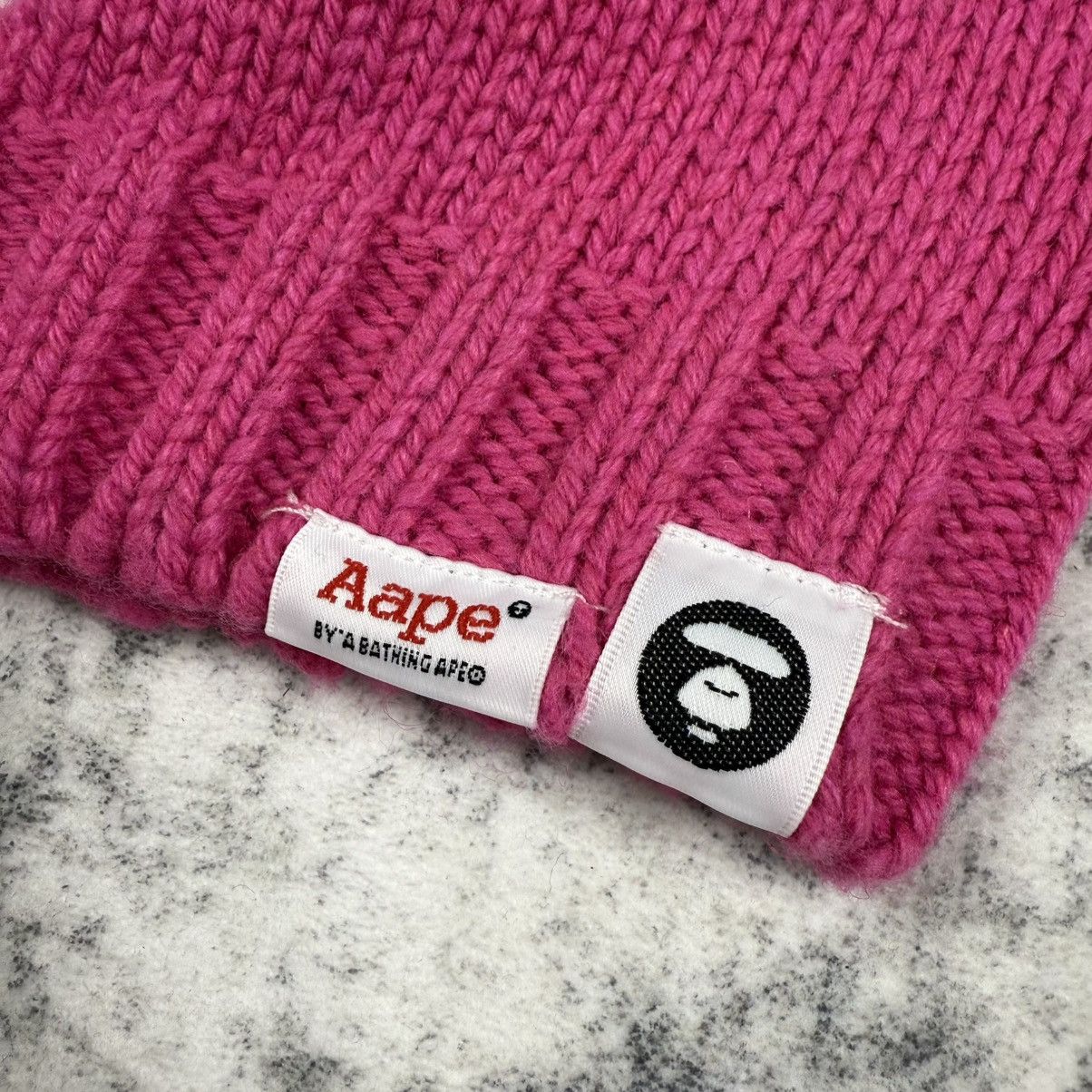 Aape A Bathing Ape Big Logo Knit ‘Pink’ Beanie Size ONE SIZE - 3 Thumbnail