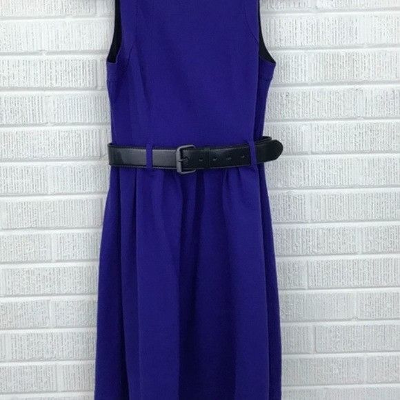 Theory Theory Purple Black Belted Flare Dress Size M / US 6-8 / IT 42-44 - 2 Thumbnail