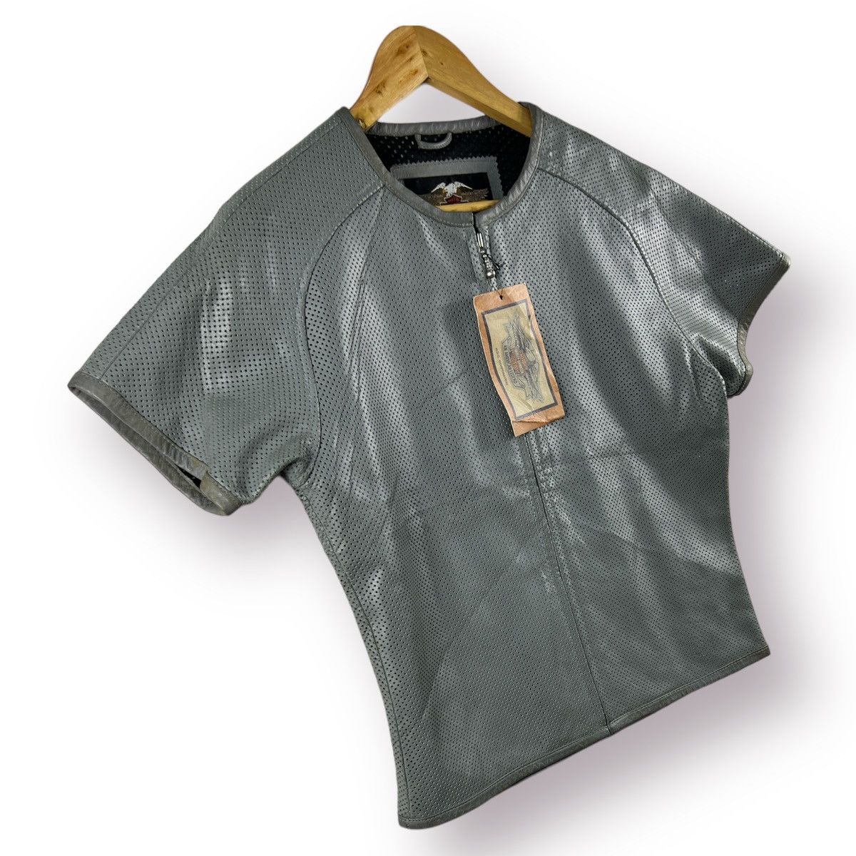 Harley Davidson 🔥 MESH HARLEY-DAVIDSON CROP LADIES MOTOR JACKET LEATHER - L Size M / US 6-8 / IT 42-44 - 3 Thumbnail