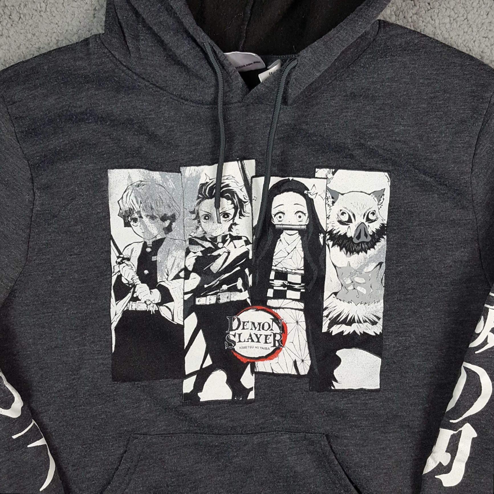 Vintage VINTAGE Demon Slayer Anime Hoodie Pullover Sweatshirt Men's Medium Gray Retro 90s Graphic Print Hooded Distressed Size US M / EU 48-50 / 2 - 2 Thumbnail