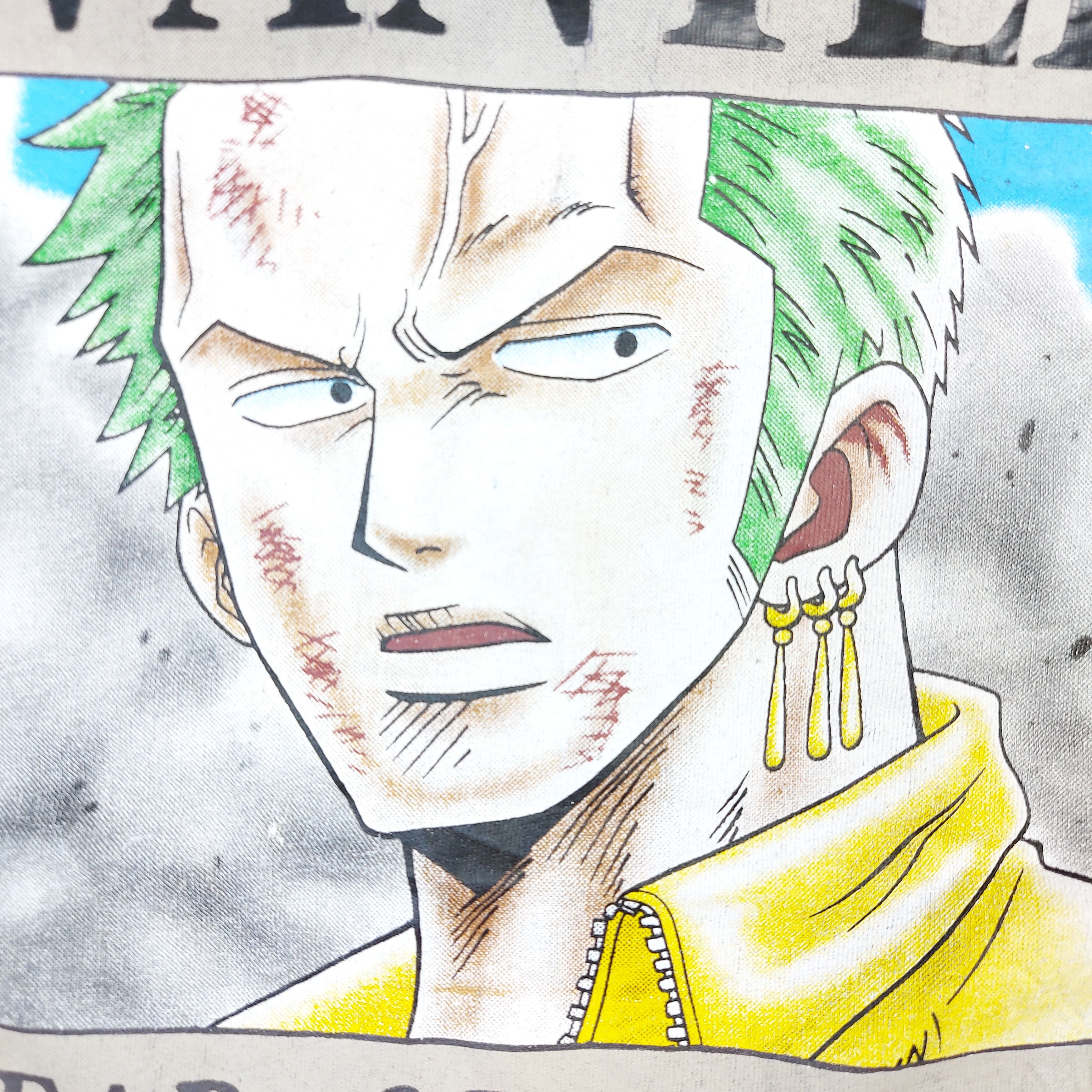 Anime Vintage 2007 One Piece Anime Roronoa Zoro Wanted Poster TEE Size US M / EU 48-50 / 2 - 3 Thumbnail
