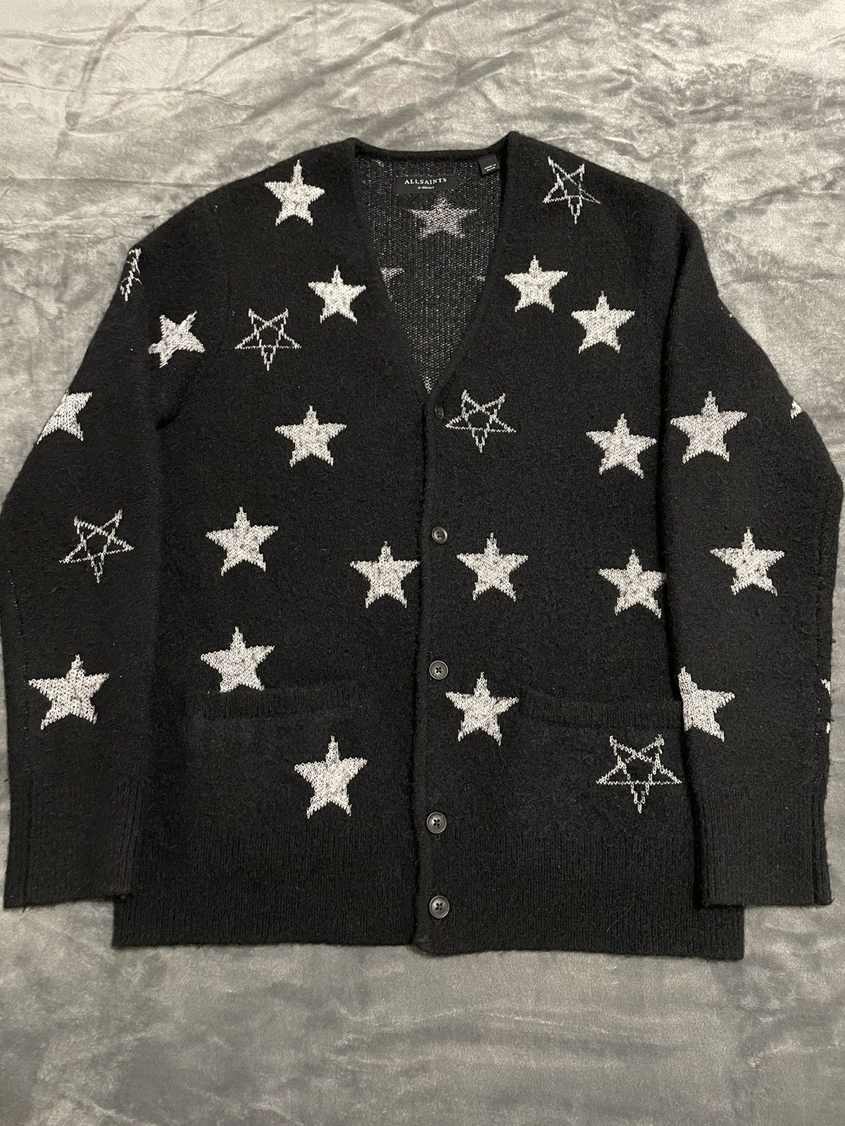 AllSaints Odyssey Star Print Jacquard Print Cardigan Size XS