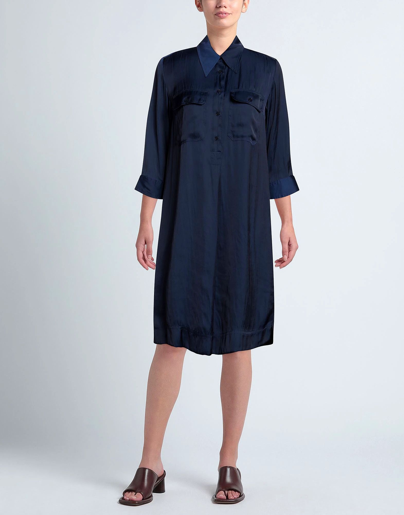 Zadig & Voltaire Zadig & Voltaire Blue Satin Midi Dress Size L Size L / US 10 / IT 46 - 1 Thumbnail