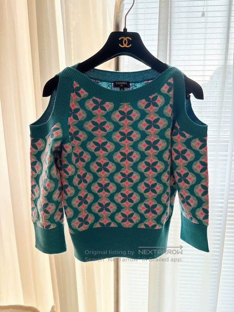Chanel Chanel Colourful knitted off-the-shoulder long sleeves Size XXS / US 00 / IT 34 - 1 Thumbnail