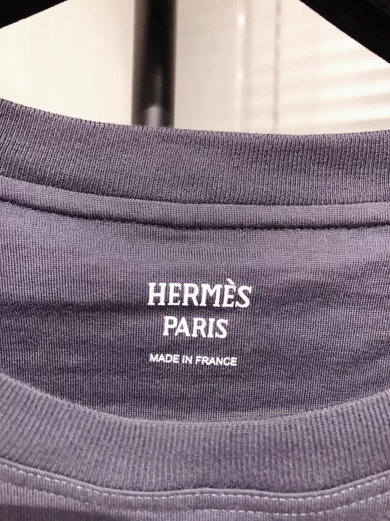 Hermes Hermes Navy Blue Pocket Embroidered Short Sleeve Half Slee Size XXS / US 00 / IT 34 - 6 Thumbnail
