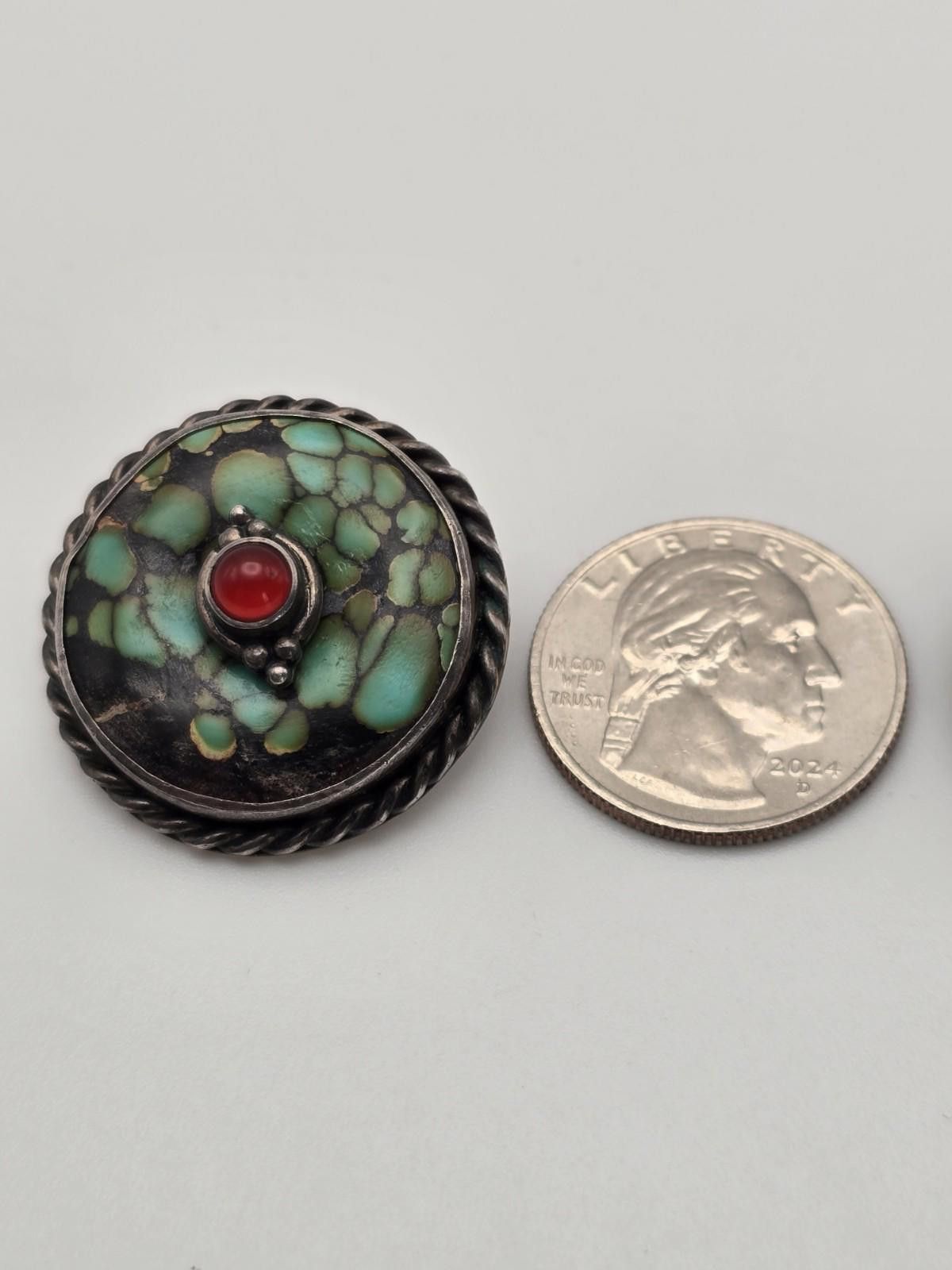 Sterling Silver Schlecht Sterling Earrings Spiderweb Turquoise & Carnelian Size ONE SIZE - 7 Thumbnail