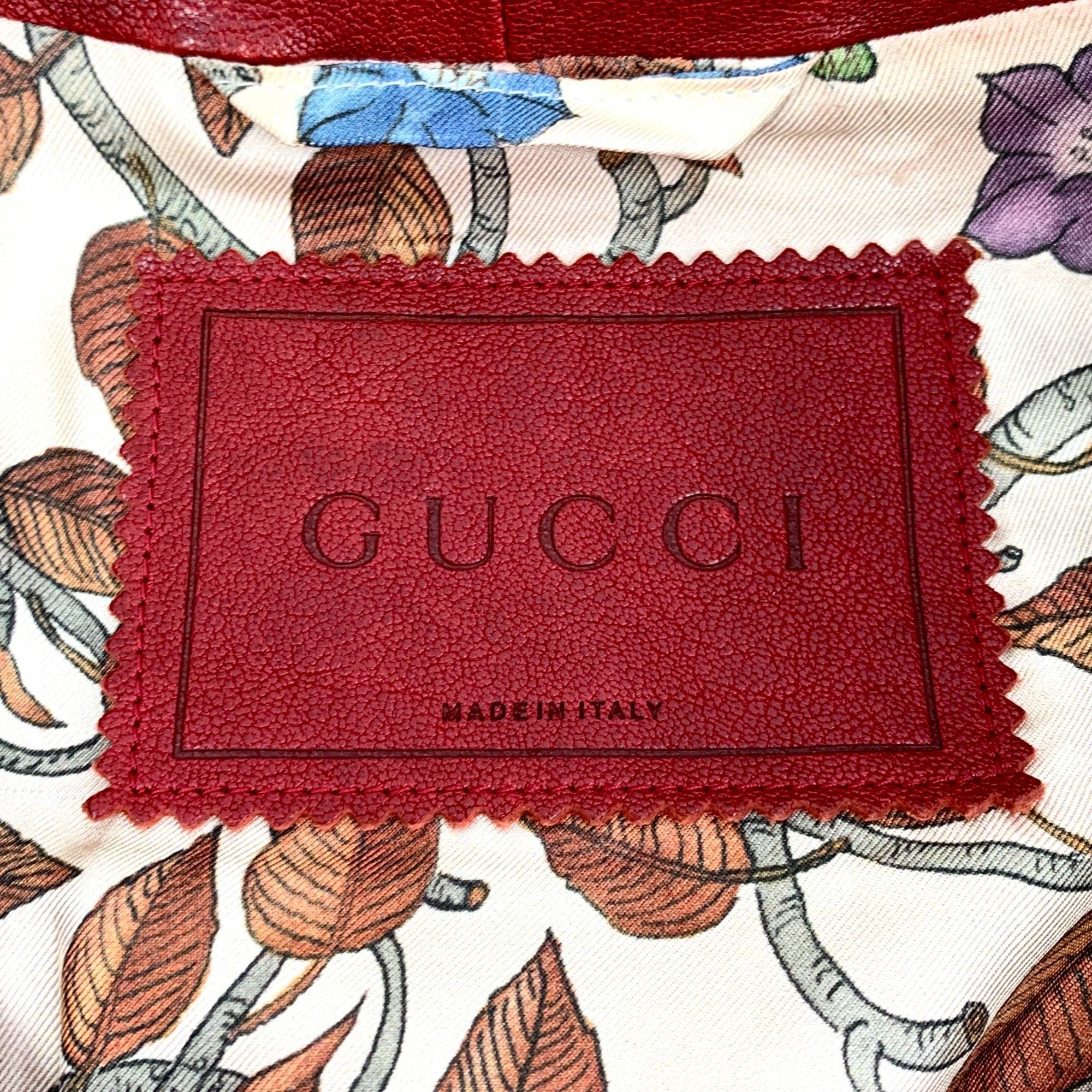 Gucci Gucci Red Lamb Leather Single-Breasted Long-Sleeve Jacket Si Size XS / US 0-2 / IT 36-38 - 2 Thumbnail
