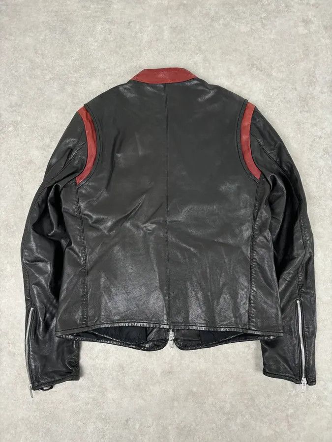 Marni 2010s Marni Black Contrast Red Collar Biker Leather Jacket Size US M / EU 48-50 / 2 - 5 Thumbnail