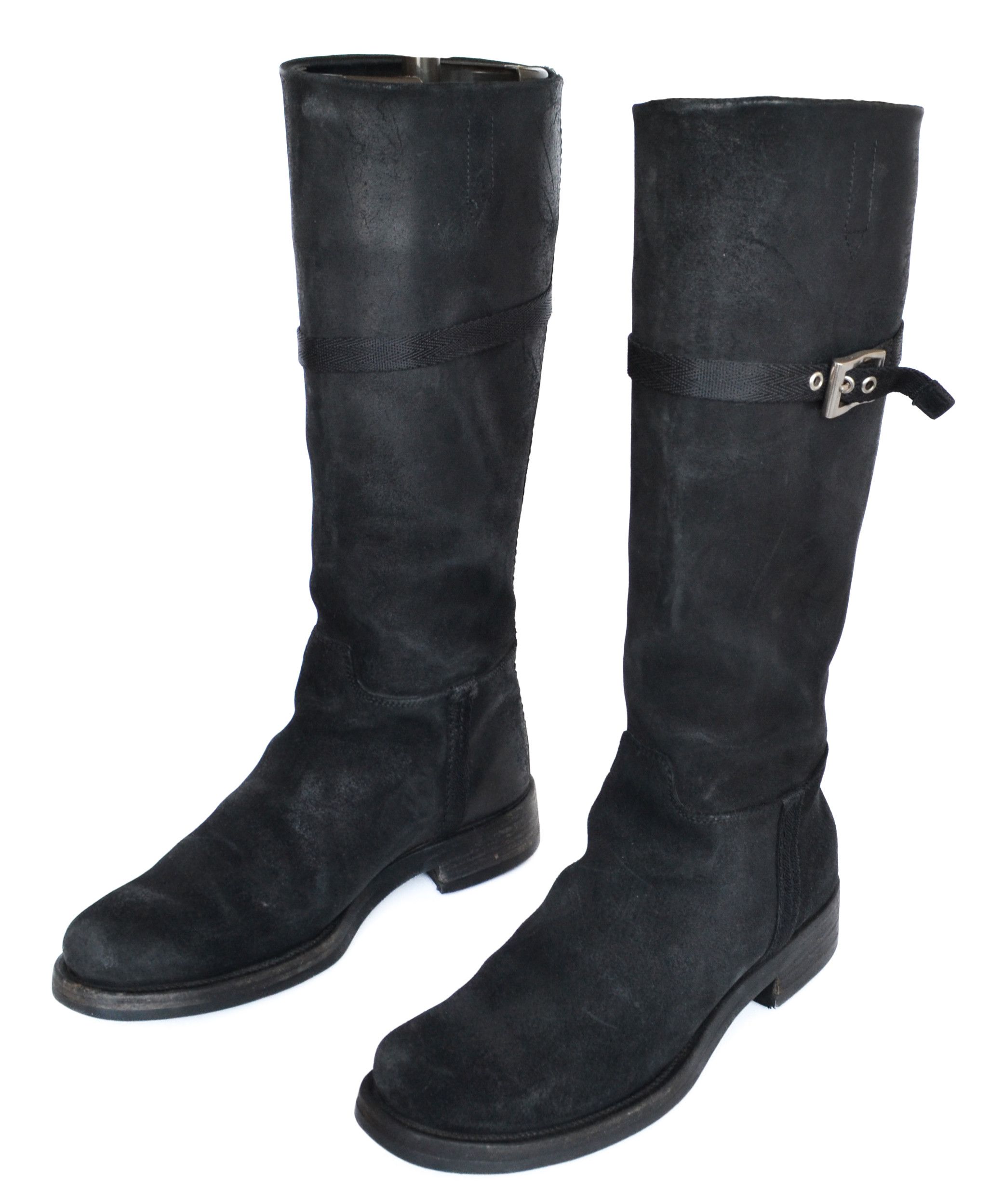 Prada PRADA Boots Black Aged Leather Buckle Riding Size 36 Size US 6 / IT 36 - 4 Thumbnail
