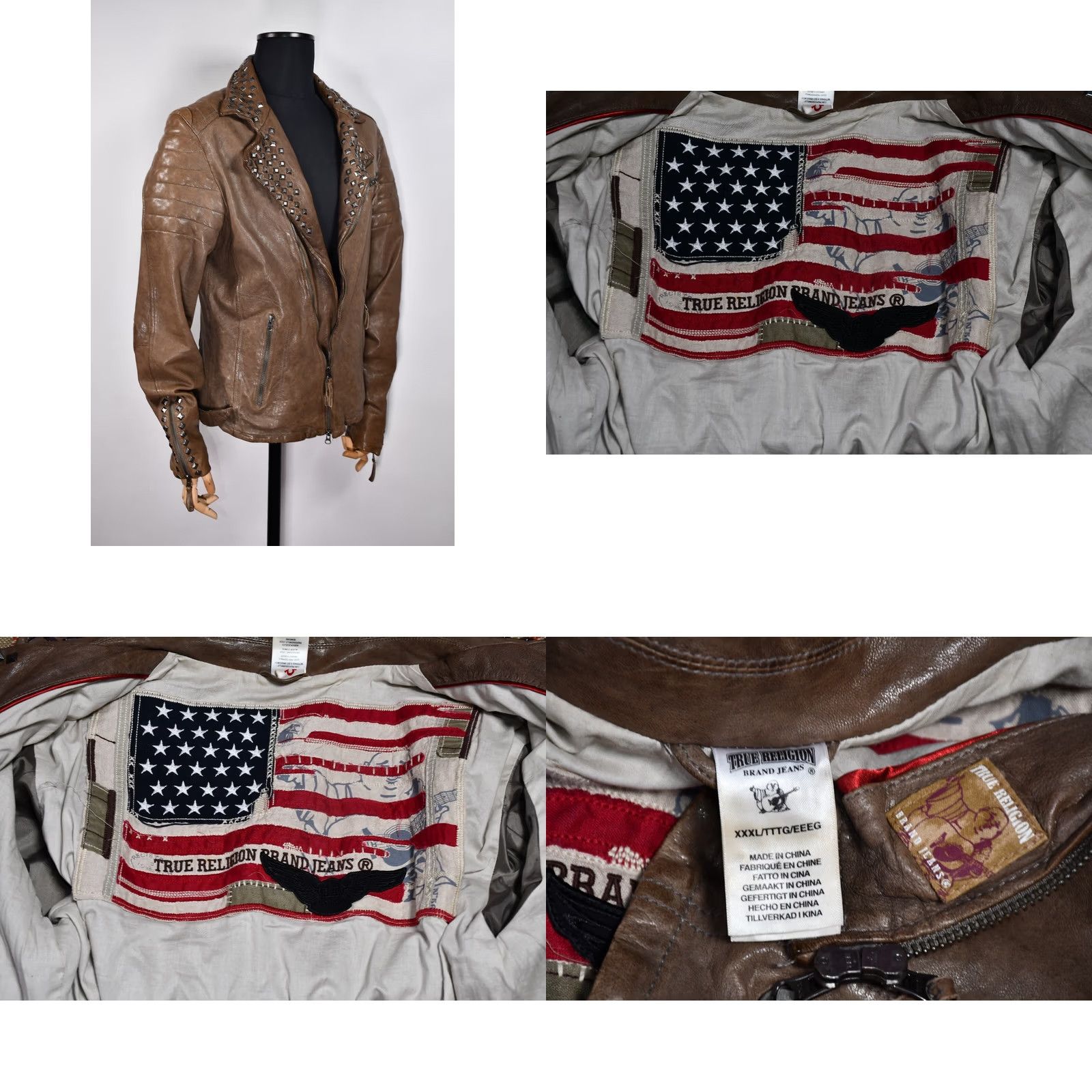 True Religion TRUE RELIGION Jacket Men Biker Leather 3XL Studded Brown Size 3XL Regular Jacket Mens Leather Biker 3XL Brown Studded False content removed Size US XXL / EU 58 / 5 - 9 Thumbnail