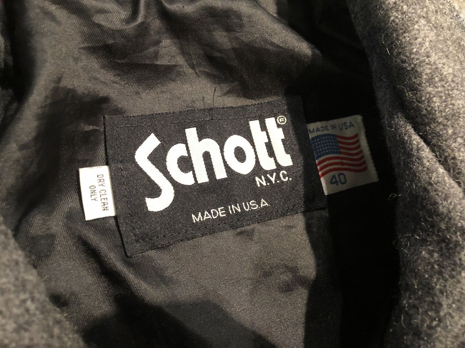 Schott Gray Wool Zipped Jacket Size US M / EU 48-50 / 2 - 2 Thumbnail