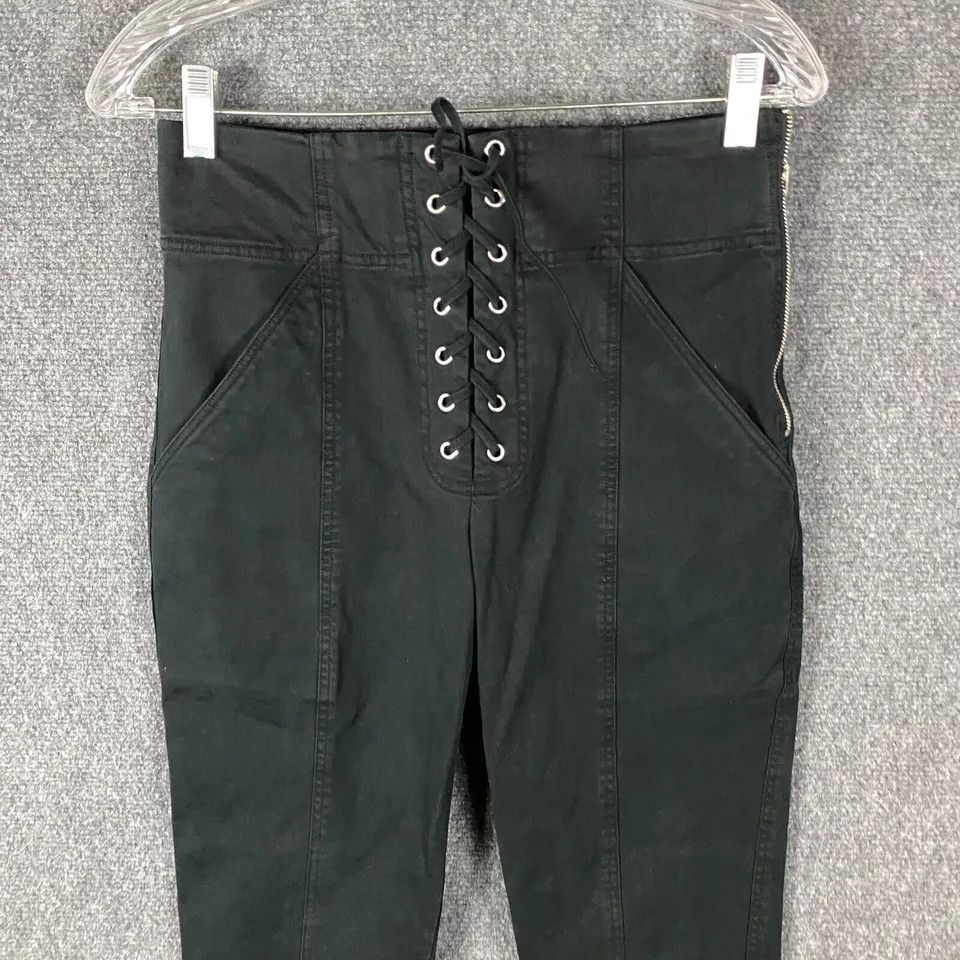 A.L.C. ALC Pants Women’s Size 6 Black Skinny Leg Lace Up Front | Grailed