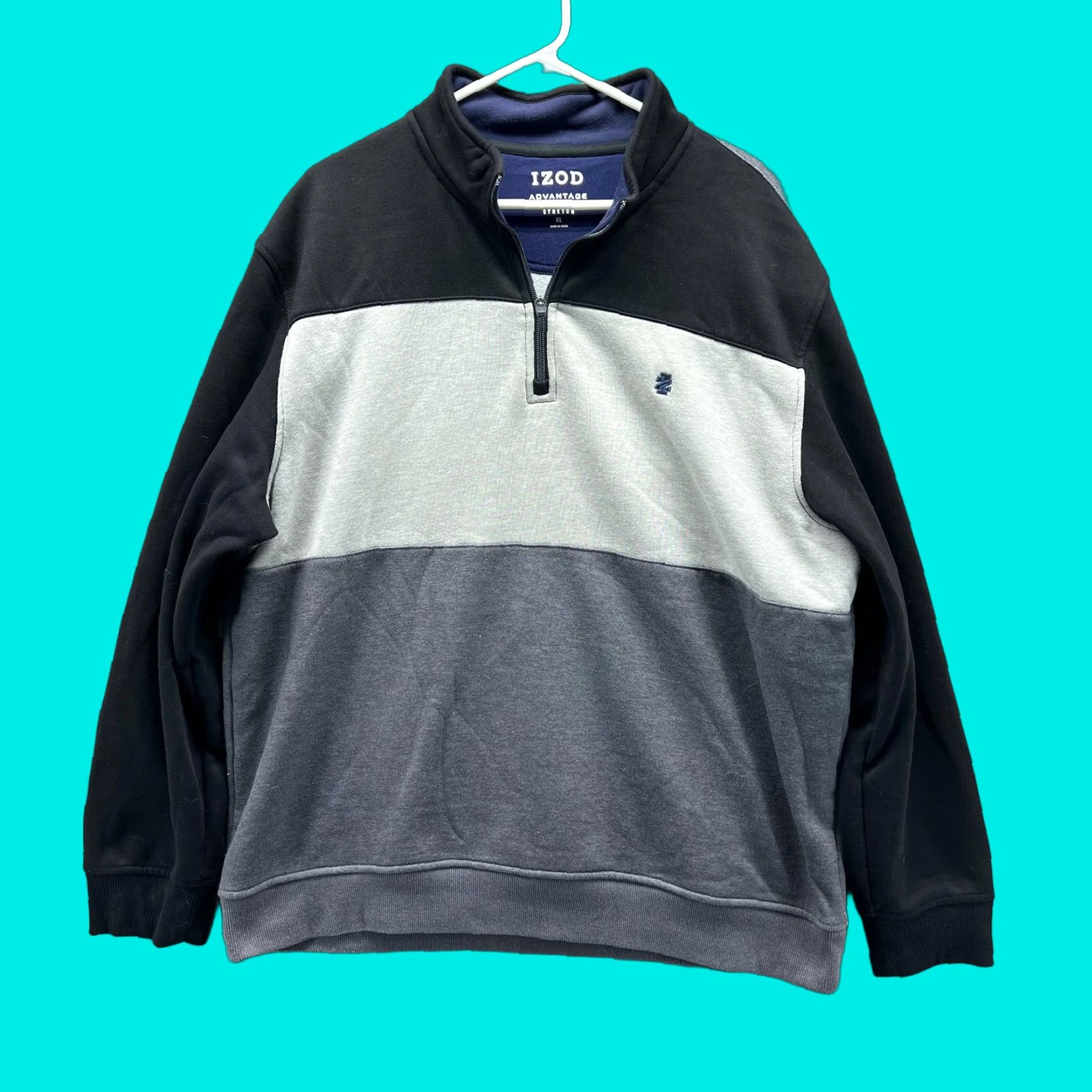 Izod VINTAGE Izod Sweater Mens XL Black Quarter Zip Pullover Advantage Performance Stretch Size US XL / EU 56 / 4 - 1 Thumbnail