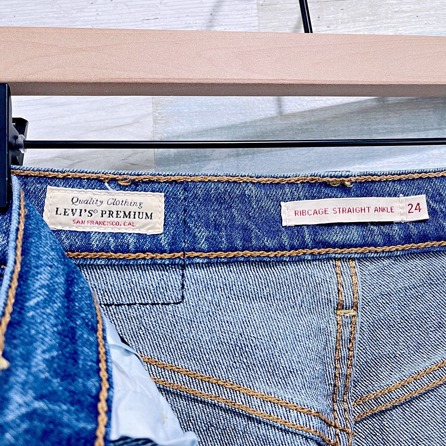 Levi's Levis Premium Ribcage Straight Ankle Jeans Blue Womens 24 Size 24" / US 00 / IT 34 - 7 Thumbnail