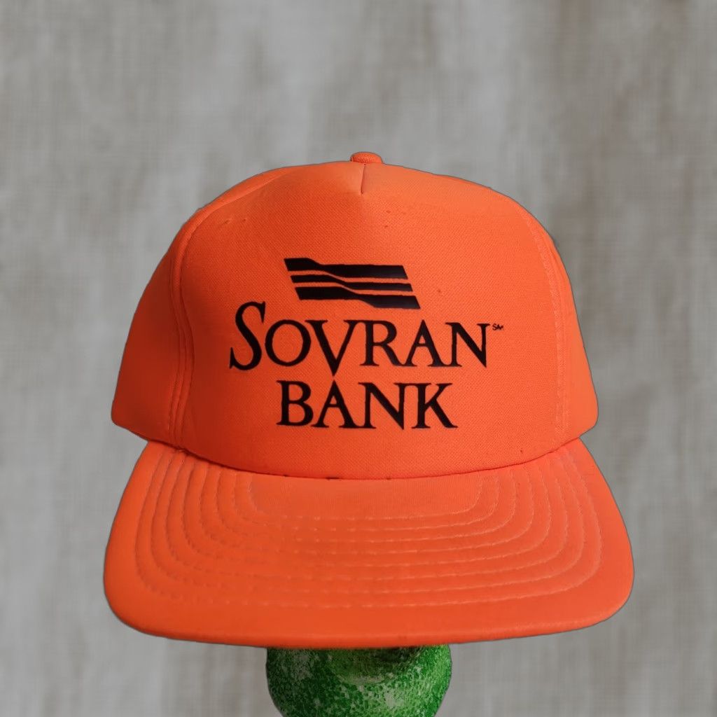 Vintage VINTAGE Sovran Bank Orange Polyester Hat Cap Baseball Adult Snapback Size ONE SIZE - 1 Thumbnail