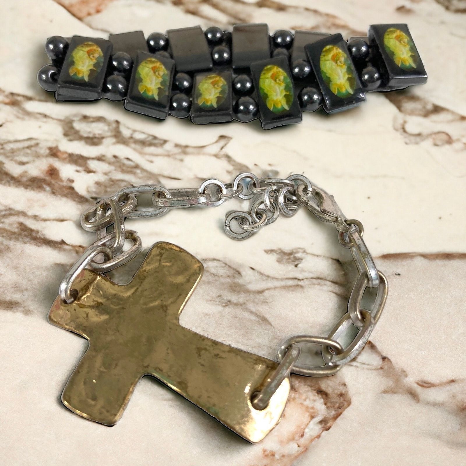 Other Metal Cross Bracelet & Magnetic Guardian Angel Bracelet Lot Size ONE SIZE - 1 Thumbnail
