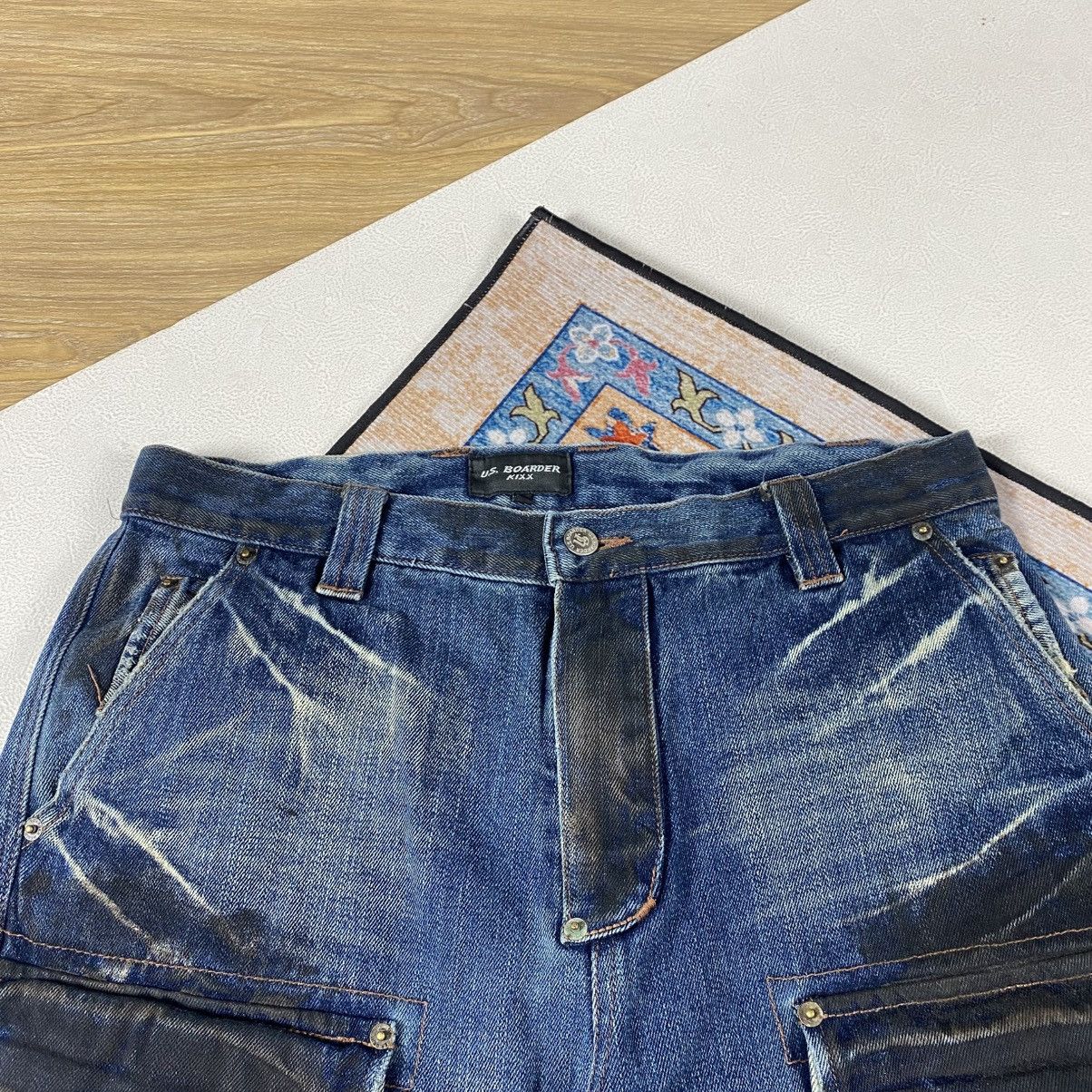 Japanese Brand Vtg Us Boarder Distressed Cargo Jeans Pants Size US 33 - 5 Thumbnail