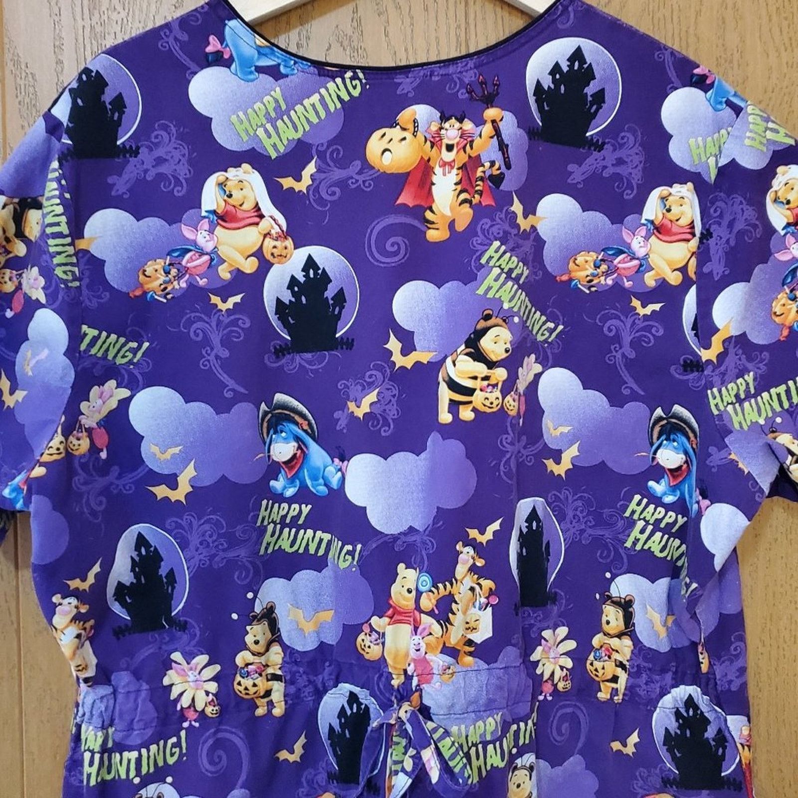 Disney Disney Winnie the Pooh Halloween Scrubs Top - Purple, V-Neck Size L / US 10 / IT 46 - 9 Thumbnail