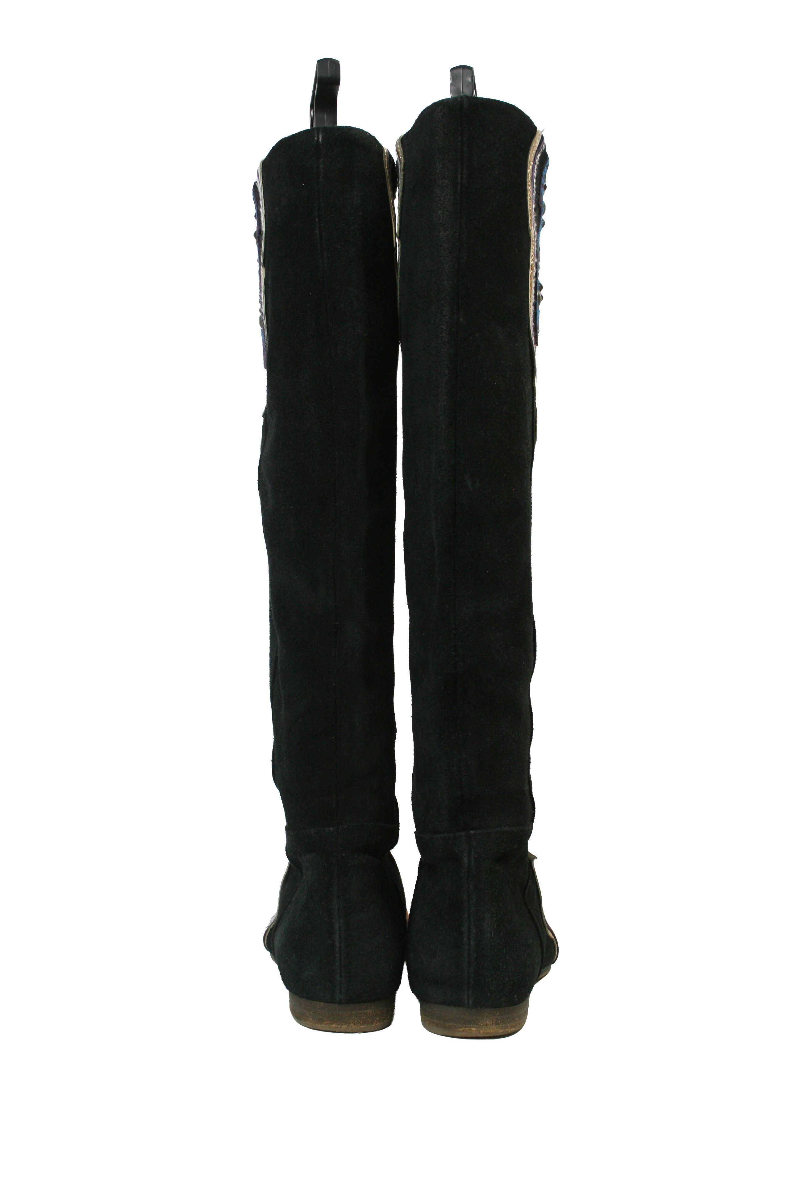 Miss Sixty 00S Rockstuds Y2K Moto Knee High Suede Boots Vintage Size US 7 / IT 37 - 11 Thumbnail