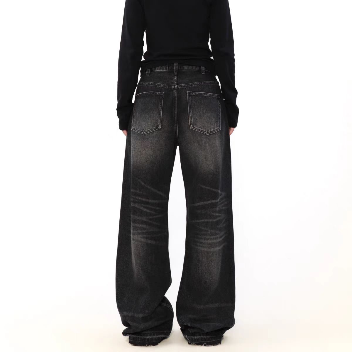 Japanese Brand × Jean Street Wash Wide Leg Straight Jeans Size US 33 - 3 Thumbnail