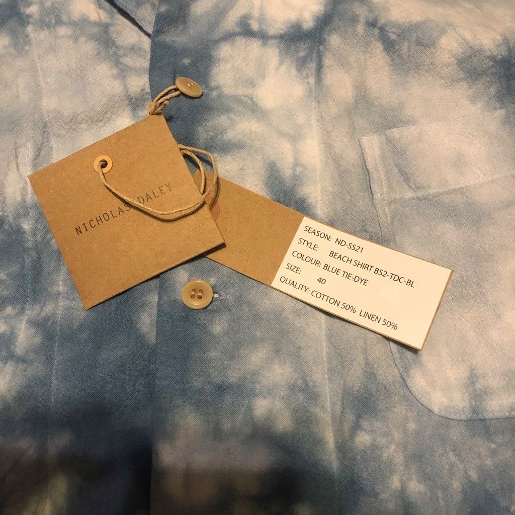 Nicholas Daley Beach Shirt Blue Tie-Dye Cotton Chore Pockets - 40/L NWT Size US L / EU 52-54 / 3 - 7 Thumbnail