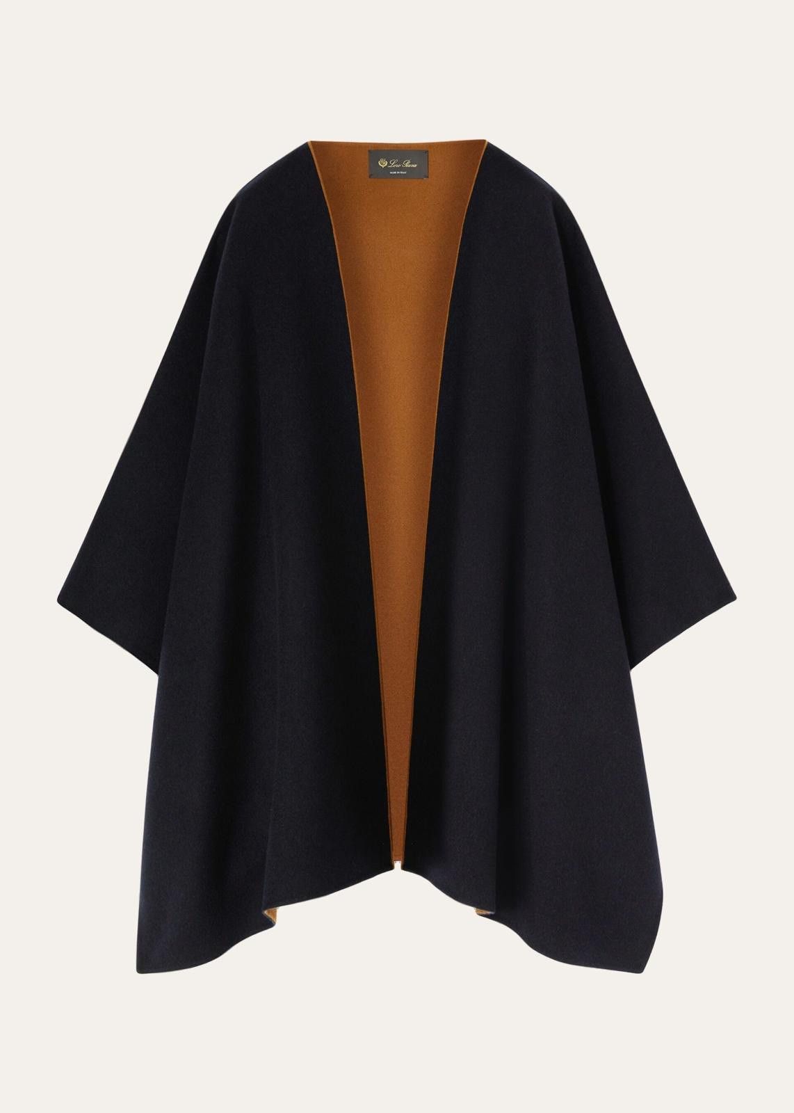 Loro Piana o1srvl11e1124 Size: OS / Double Cashmere Cape in Navy Blue Size ONE SIZE - 1 Thumbnail