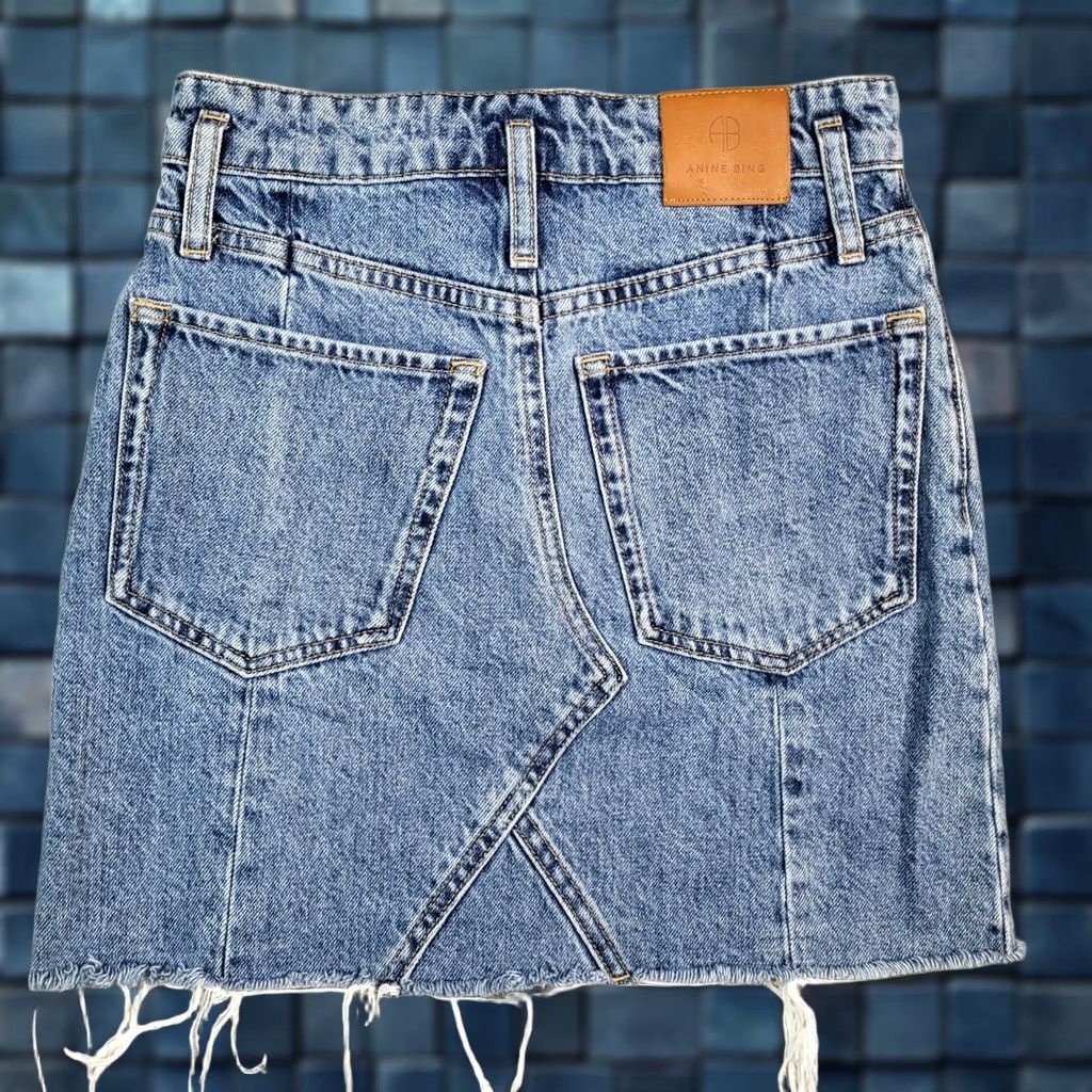 Anine Bing ANINE BING Skirt Denim Connie Mini 23 Blue Cotton Button Short Regular Women's Size 40" / US 18 - 1 Thumbnail