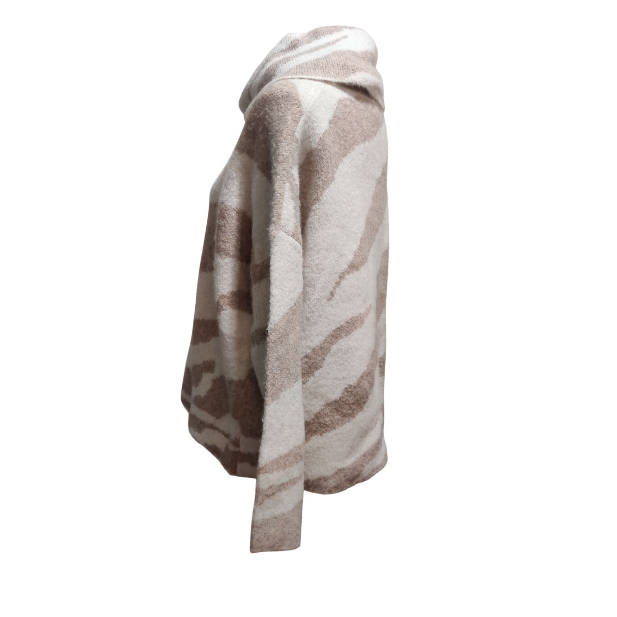 Debut Debut XS Beige Cream Zebra Print Oversized Cowl Neck Sweater Size XS / US 0-2 / IT 36-38 - 6 Thumbnail