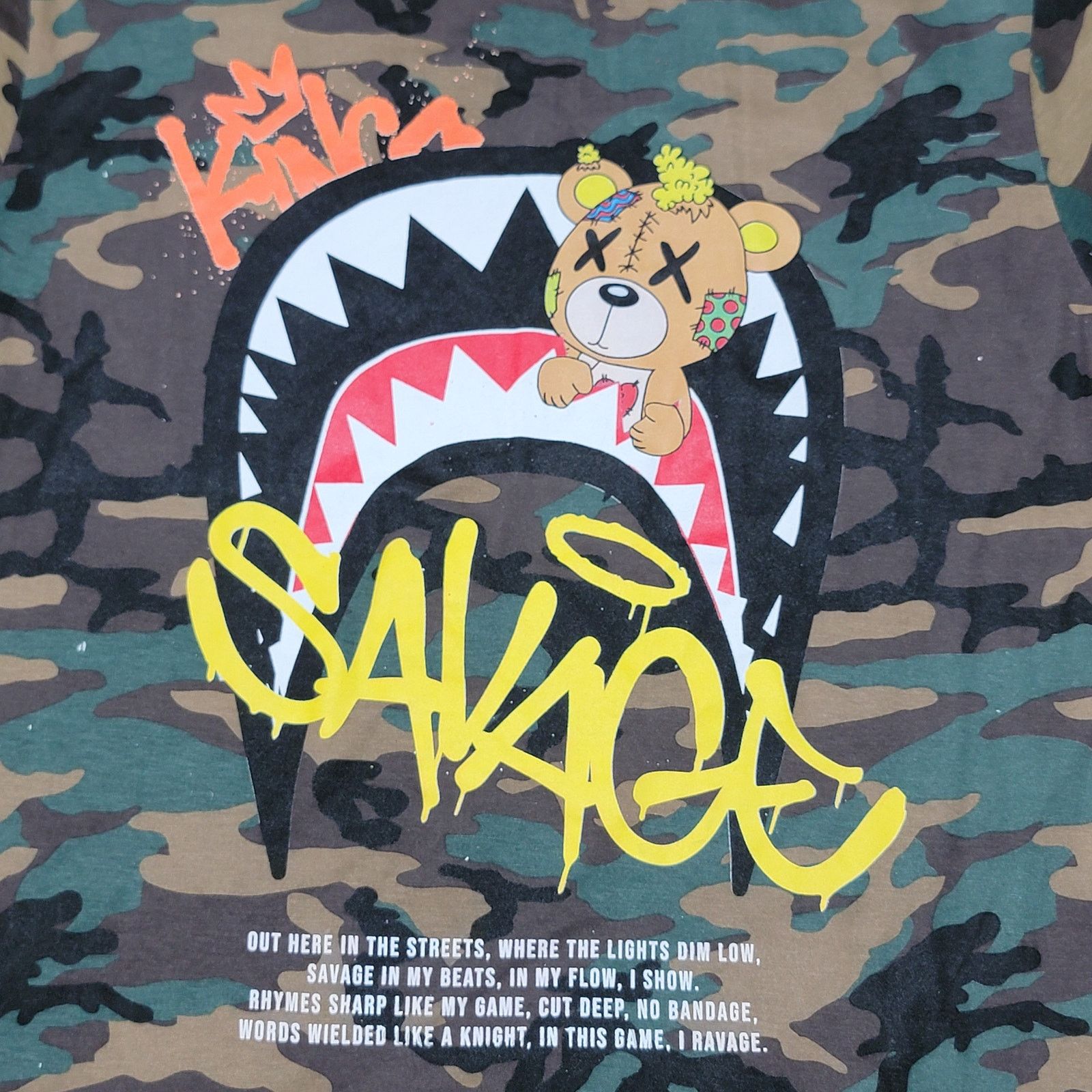 Fresh Laundry Fresh Laundry Unisex Tee "Savage" Bear Shark Mouth - Large Size US L / EU 52-54 / 3 - 2 Thumbnail