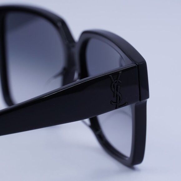 Saint Laurent Paris Saint Laurent SL M9/F 002 Sunglasses Shiny Black Square Size ONE SIZE - 6 Thumbnail