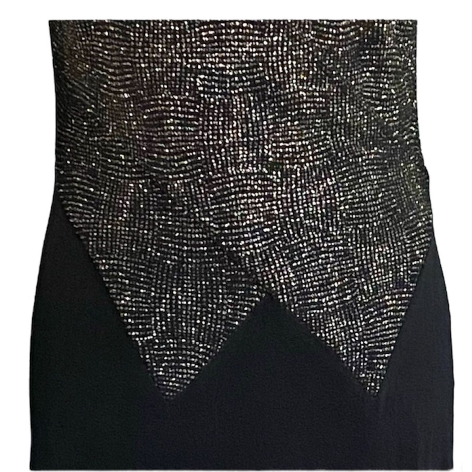 Tadashi Shoji Vintage Tadashi Shoji Deep V Neck Shimmery Black Gown L 12 Size L / US 10 / IT 46 - 5 Thumbnail