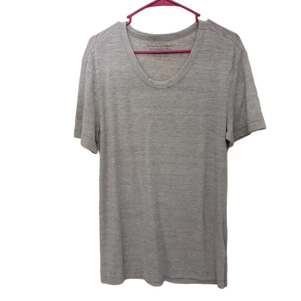 Banana Republic Ct195a Ladies Banana Republic Grey scoop-neck T-shirt Med Size M / US 6-8 / IT 42-44 - 1 Thumbnail