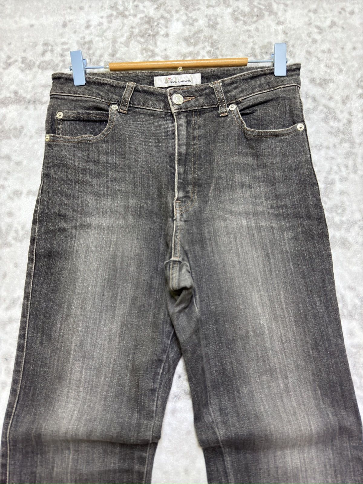 Kansai Yamamoto archive Kansai Yamamoto Sissy Grey Flared Denim Jeans Size US 27 - 3 Thumbnail