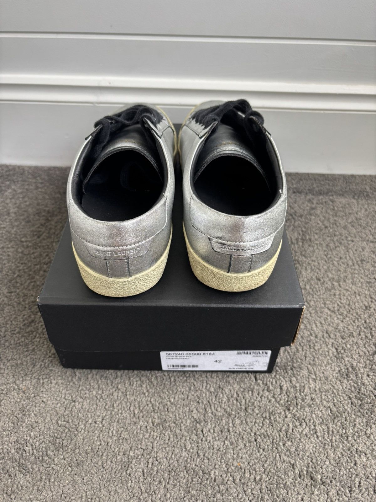 Saint Laurent Paris Saint Laurent Court Classic ‘Metallic Silver’ Size US 11 / IT 41 - 3 Thumbnail
